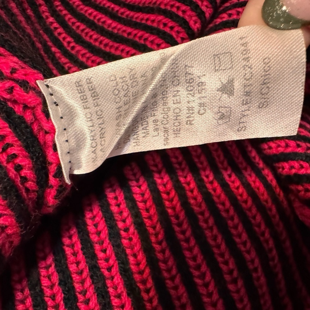 Pink and Black Striped Turtleneck Sweater - Picture 7 of 7